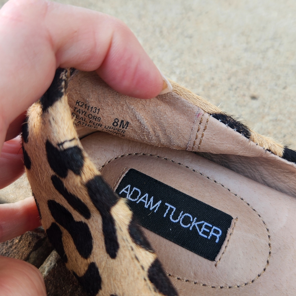 Adam Tucker Leopard-Print Flats with Black Cap Toe - Picture 8 of 8